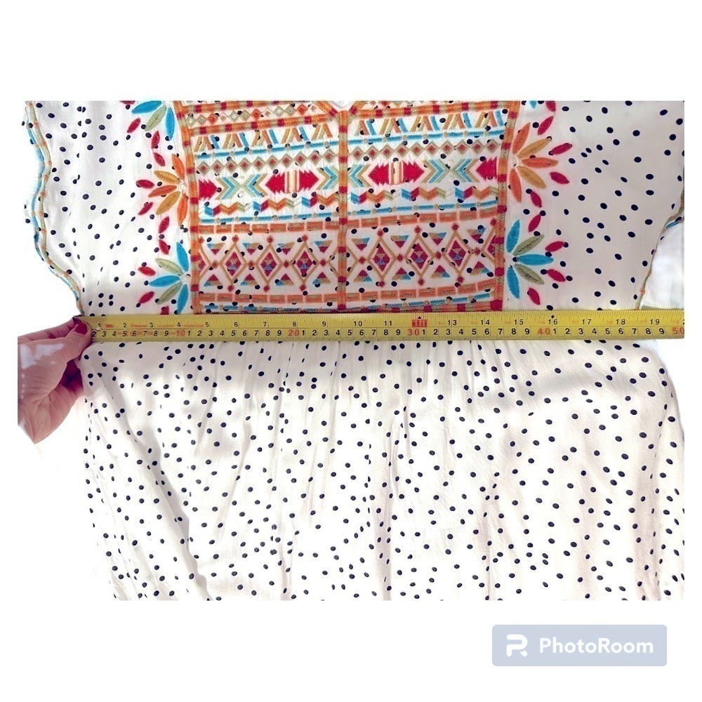 Savanna Jane Embroidered White Polka Dot Dress in Size Small - Picture 5 of 6